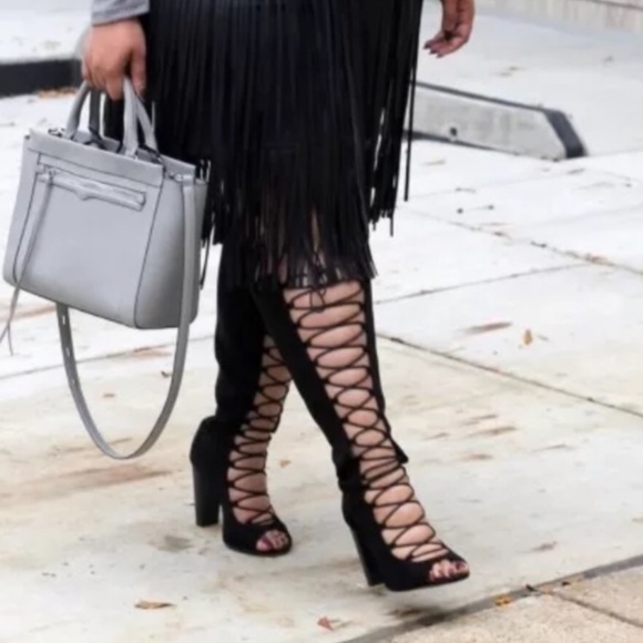 torrid Shoes - Torrid Black Lace Up Heel Tall Boots